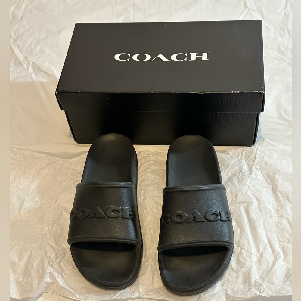 Coach Black Jesse Rubber Slides - Picture 4 of 10